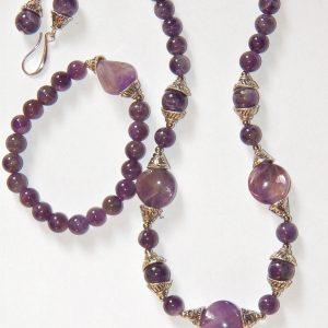 Parure perle mauve