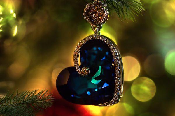Collier pendentif bleu vert coeur